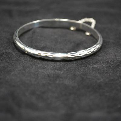 925 Sterling Etched Clasp Bracelet 8" 7.8g