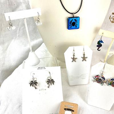 455 Fused Crab Necklace with Nautical Jewelry