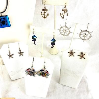 455 Fused Crab Necklace with Nautical Jewelry