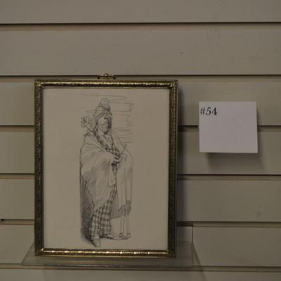 Reproduction Print of David Levine Art Piece Frame Measures 10.25"x8.25"