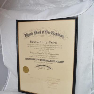 Vintage Attorney Bar Exam Certificate