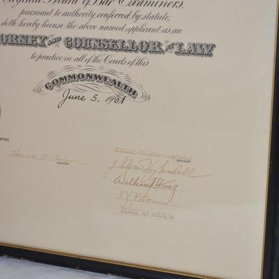 Vintage Attorney Bar Exam Certificate