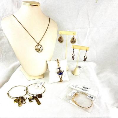 459 Nautical Gold Tone Necklace and Earring Lot