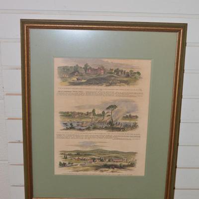 Framed & Matted Page of Sketches by Edwin Forbes Dictating War in The Shenandoah Valley
