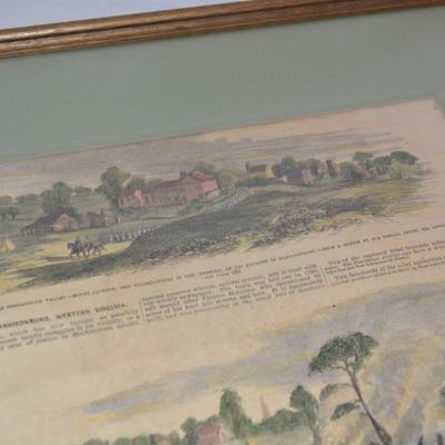 Framed & Matted Page of Sketches by Edwin Forbes Dictating War in The Shenandoah Valley