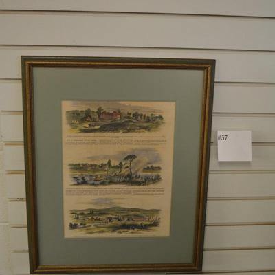 Framed & Matted Page of Sketches by Edwin Forbes Dictating War in The Shenandoah Valley