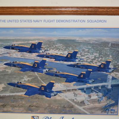 Framed Signed Vintage Blue Angels US Navy Flight Demo Squadron