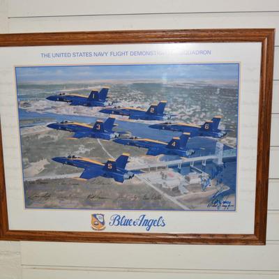 Framed Signed Vintage Blue Angels US Navy Flight Demo Squadron