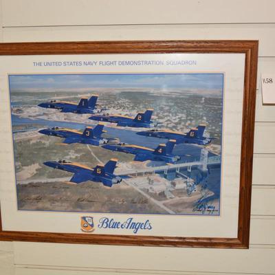 Framed Signed Vintage Blue Angels US Navy Flight Demo Squadron