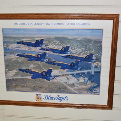 Framed Signed Vintage Blue Angels US Navy Flight Demo Squadron