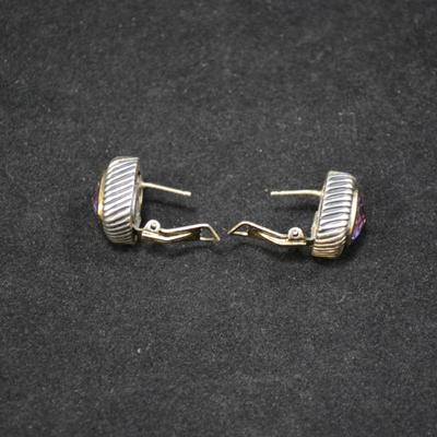 925 Sterling & Amethyst Post/Clip-On Earrings 13.8g