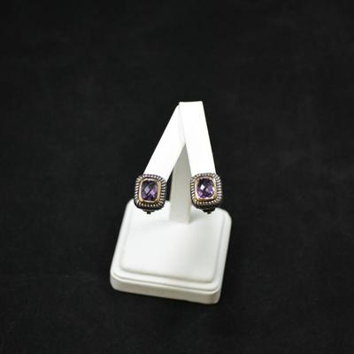 925 Sterling & Amethyst Post/Clip-On Earrings 13.8g