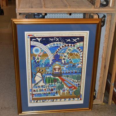 Framed & Matted "Arrival at Moshiach" Signed Raphael Abecassis 112/250