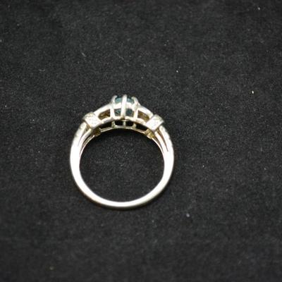 925 Sterling Filigree & Aqua Marine Ring Size 9 3.8g