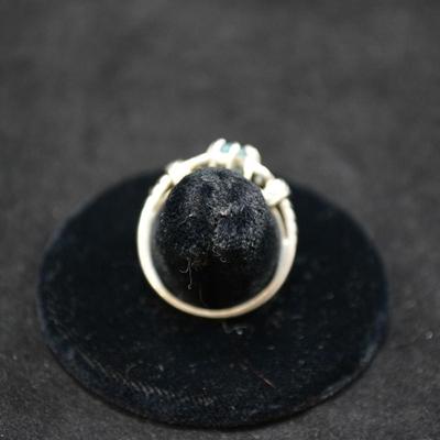 925 Sterling Filigree & Aqua Marine Ring Size 9 3.8g