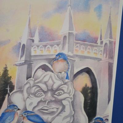 National Cathedral by Mary Shaughnessy Framed & Matted Watercolor