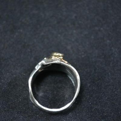 14k & 925 Sterling with Amethyst Deco Ring Size 8.5 8.1g