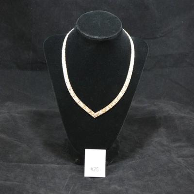 Vintage V-Neck Chevron 925 Sterling Chain 18" 35.6g