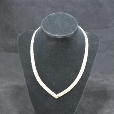 Vintage V-Neck Chevron 925 Sterling Chain 18" 35.6g
