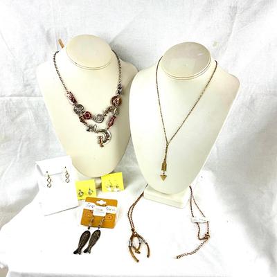 473 Two Toned Cats and Fish Costume Jewelry Lot