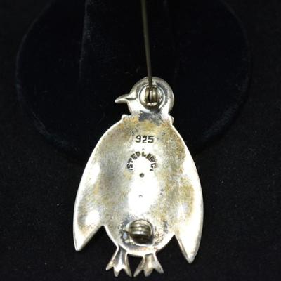 925 Sterling Lacquered Penguin Pin 6.2g