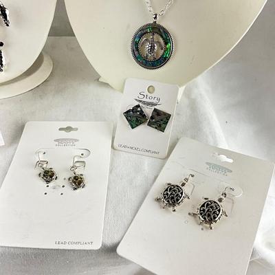 479 Abalone Turtle Slide, Pendant , Earrings Costume Jewelry