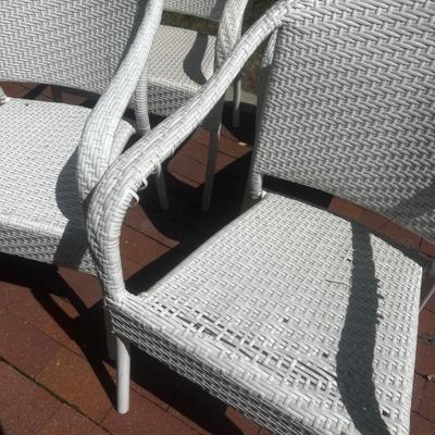4 White Patio Chairs by Frontgate.