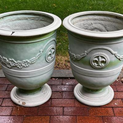 2 Very Large Fiberglass Flower  Planter Pots for the outdoors.