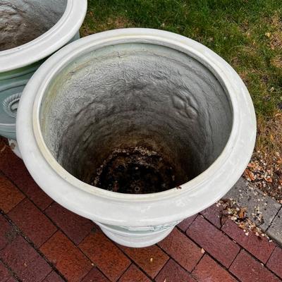 2 Very Large Fiberglass Flower  Planter Pots for the outdoors.
