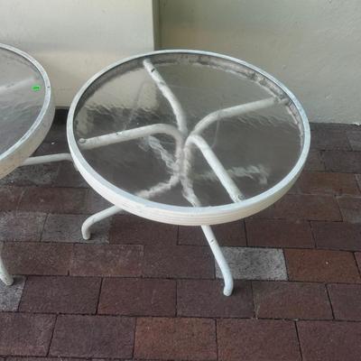 Pair of Small Round White Tables