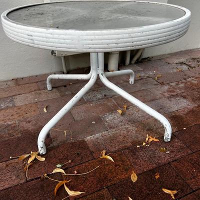 Pair of Small Round White Tables