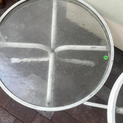Pair of Small Round White Tables