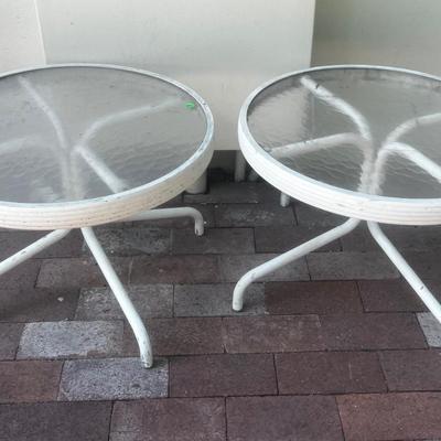 Pair of Small Round White Tables