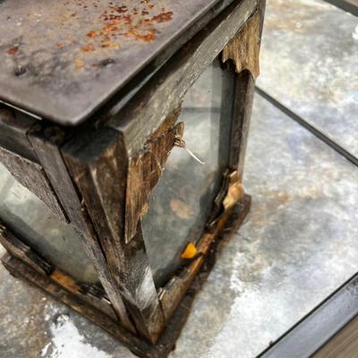Wood, Metal Glass Candle Lantern