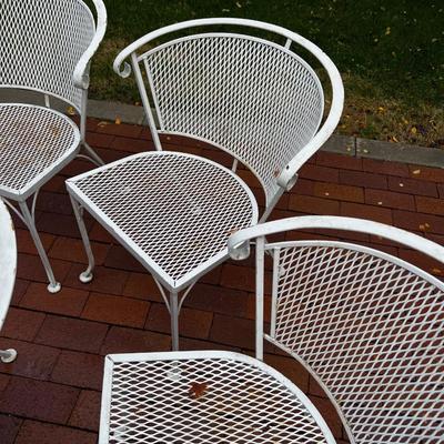 4 WHITE MCM Wrought Iron Patio Chairs.
