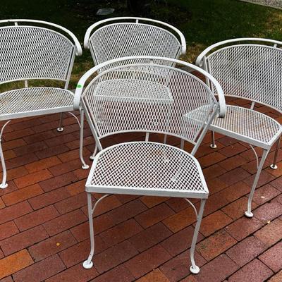 4 WHITE MCM Wrought Iron Patio Chairs.