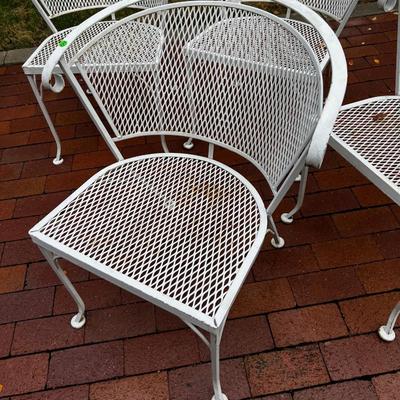 4 WHITE MCM Wrought Iron Patio Chairs.