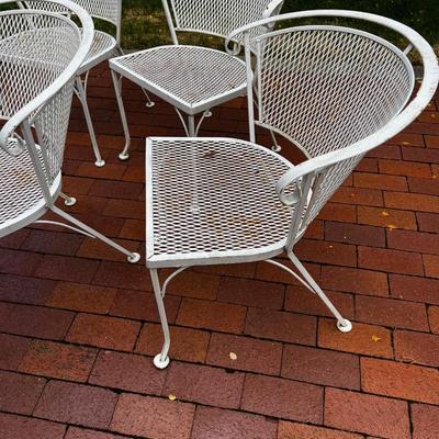 4 WHITE MCM Wrought Iron Patio Chairs.