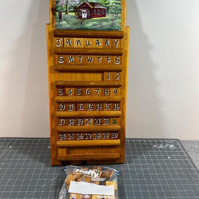 Cute Wood Calendar with a toll painted Bell