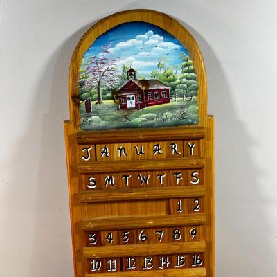 Cute Wood Calendar with a toll painted Bell