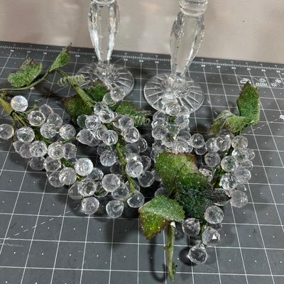 Crystal Candle Sticks and Clear Resin Grapes