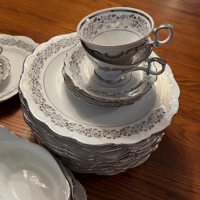 Super Lot of  Absolutely LOVELY Bavarian CHINA Silver edged Rose design 