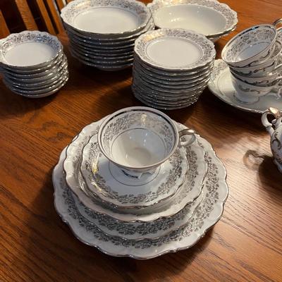 Super Lot of  Absolutely LOVELY Bavarian CHINA Silver edged Rose design 