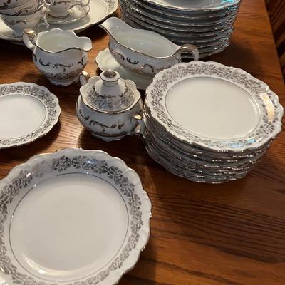 Super Lot of  Absolutely LOVELY Bavarian CHINA Silver edged Rose design 