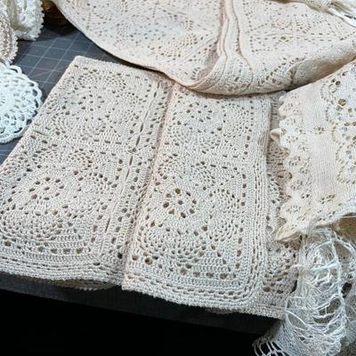 Huge Lot of Mostly Hand Crafted Doylies and Runners