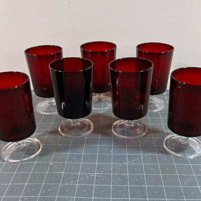 Traditional Ruby Red Goblets (7) 