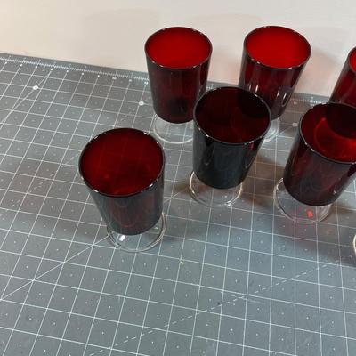 Traditional Ruby Red Goblets (7) 