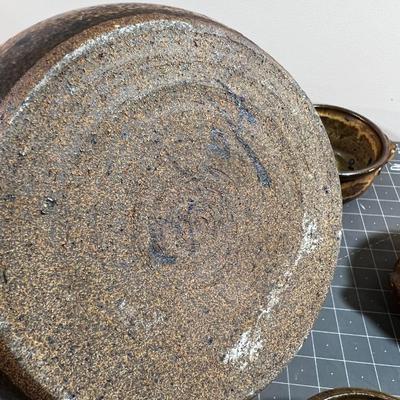 Studio Art Pottery: Matching  Soup Tureen with lid  and 6 Bowls 