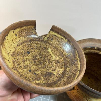 Studio Art Pottery: Matching  Soup Tureen with lid  and 6 Bowls 