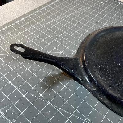 Pair of Graniteware Pieces 2 White Box and Blue Skillet 